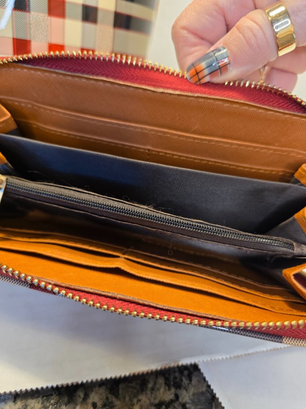 Patent Check Plaid Tote & Matching Long Zippered Wallet - Picture 6 of 10
